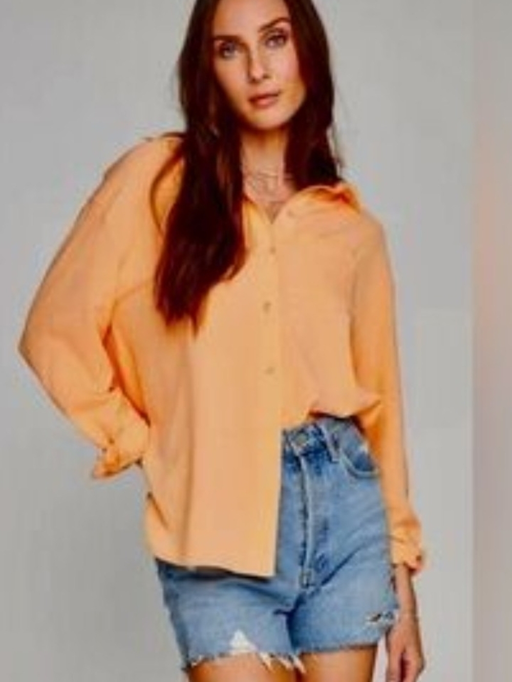Gentle Fawn Hudson Button Down Shirt Tangerine Color.